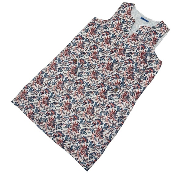 J. McLaughlin Rue Coral/Blue Linen Floral Sleeveless Shift Dress XL NEW $218 - Picture 10 of 16